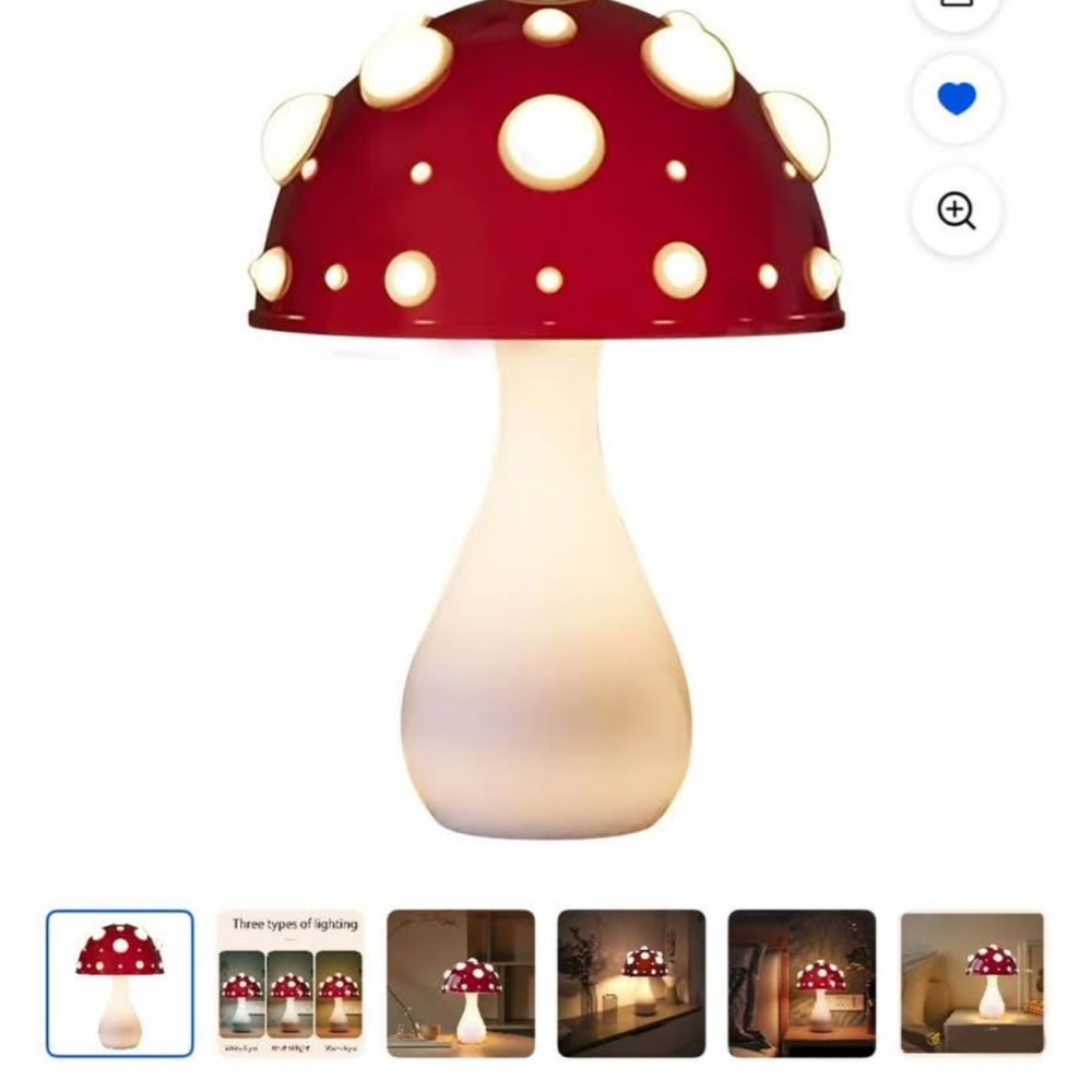 Red and White Mushroom Lamp